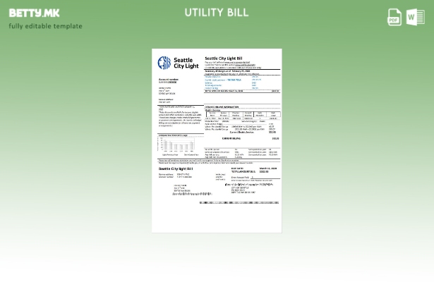 модерен стил САД Вашингтон Сиетл Сити Light Шаблон збор за комунални сметки